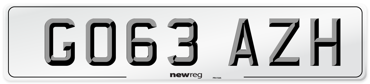 GO63 AZH Number Plate from New Reg
